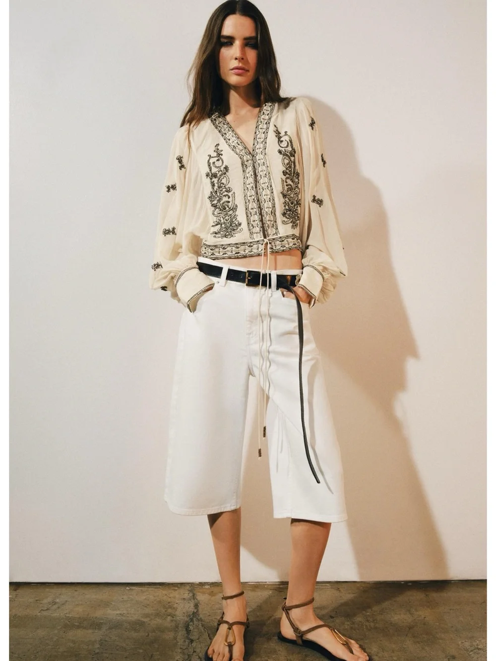Zara BEAD EMBROIDERED BLOUSE ZW COLLECTION